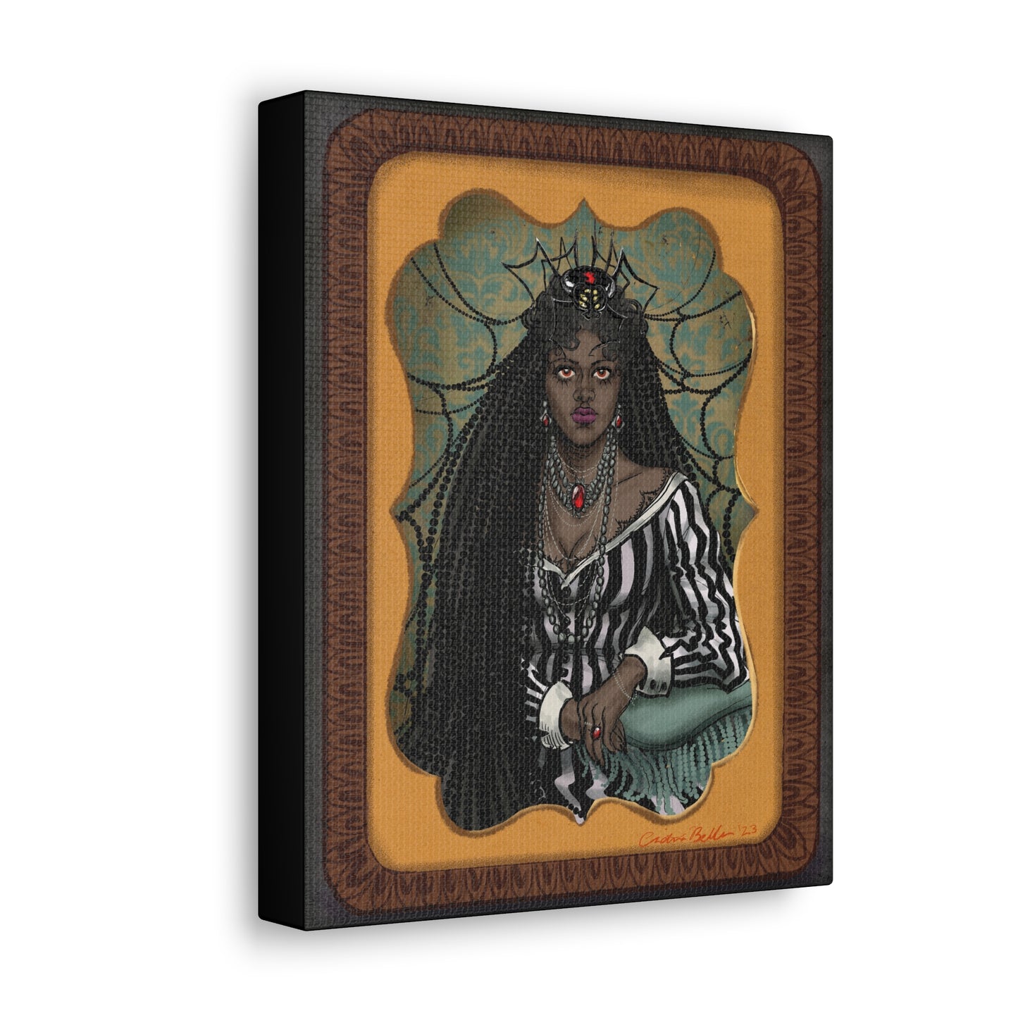 Damask Daguerreotype Stretched Canvas Print, Wrapped Wall Art with Hardware 0.75" depth