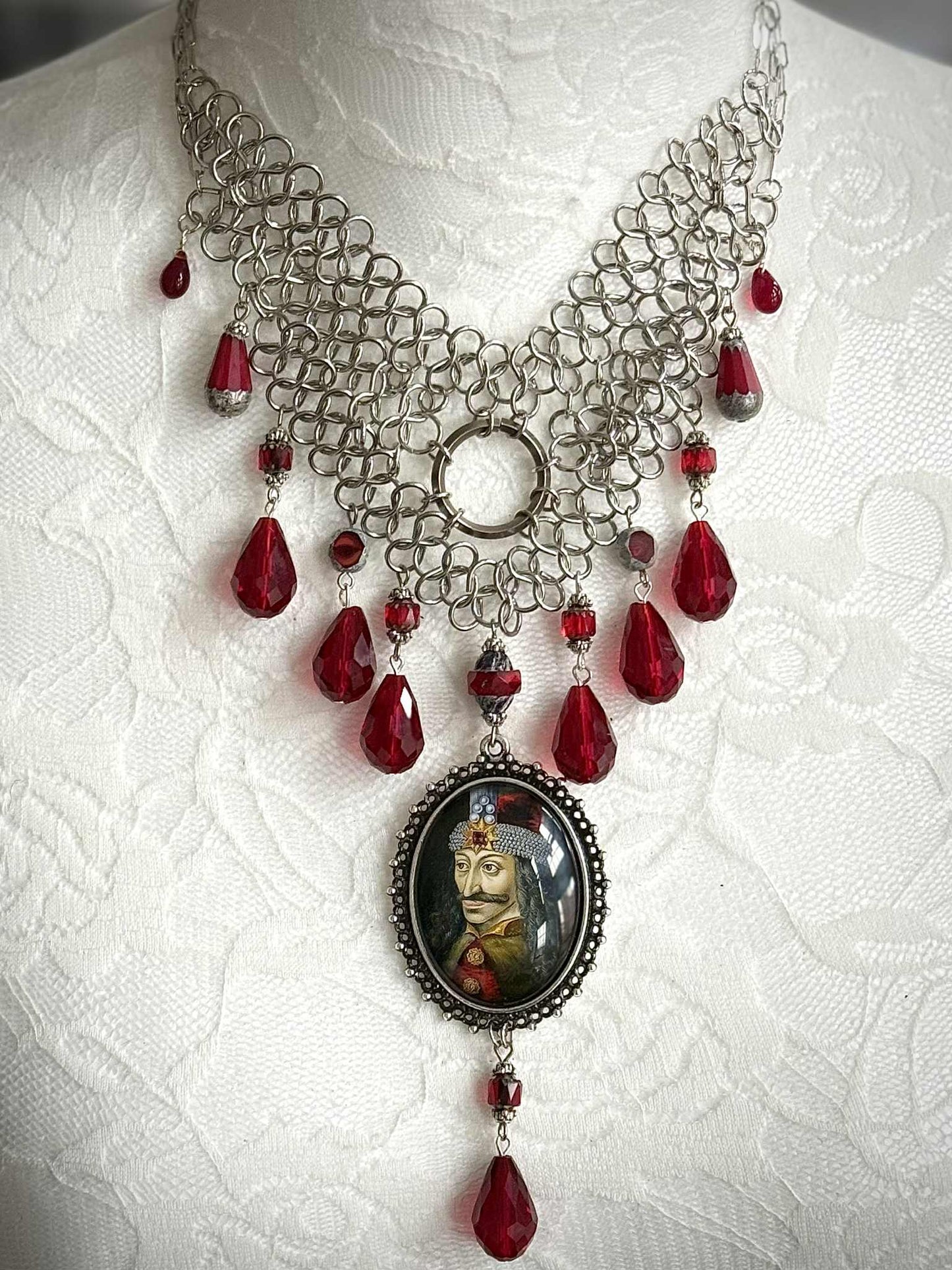 Vlad the Impaler Chainmail Style Statement Bib Necklace