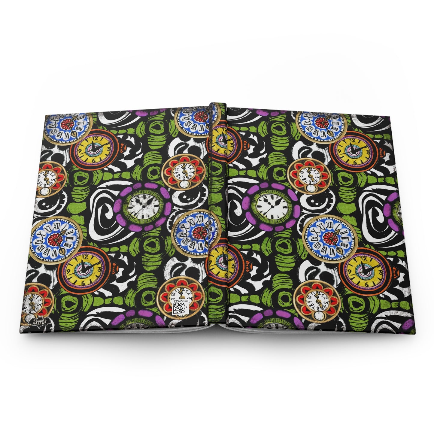 Funky Painted Clocks Matte Hardcover Journal
