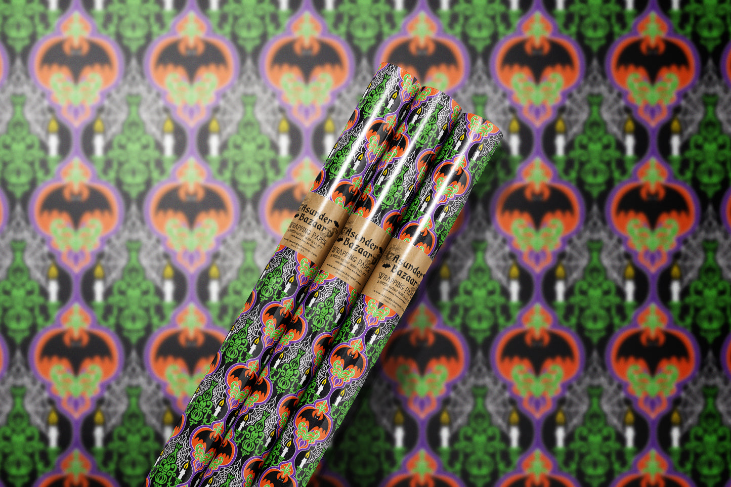 Halloween Ogee Wrapping Paper 3 Sheet Roll