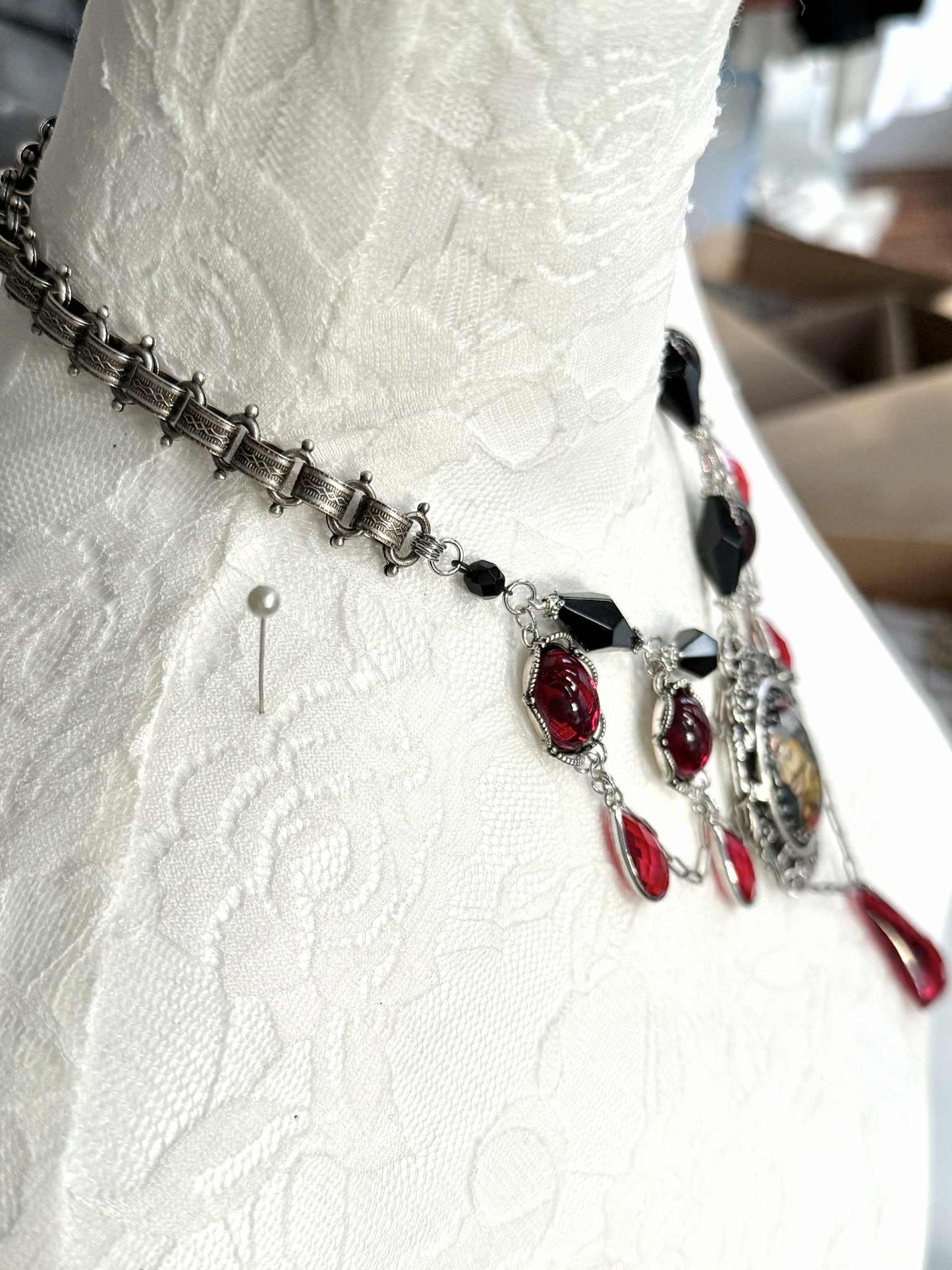 Vlad the Impaler Beaded Chain Statement Necklace