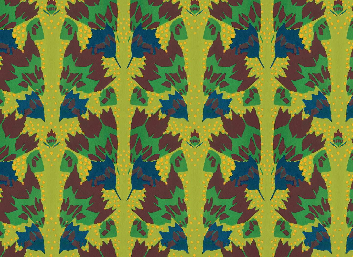 Earthtone Abstract Art Deco Floral Wrapping Paper 3 Sheet Roll