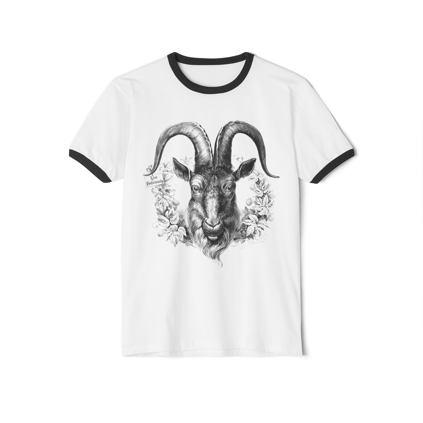 Unisex Black Phillip Goat Cotton Ringer T-Shirt