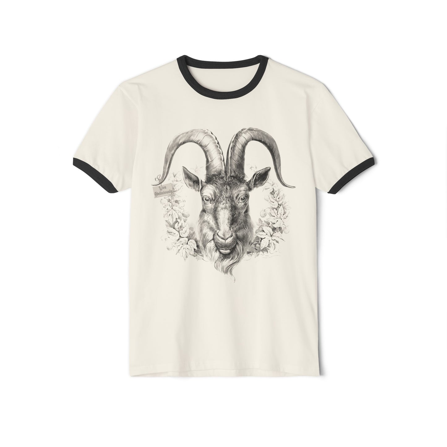 Unisex Black Phillip Goat Cotton Ringer T-Shirt