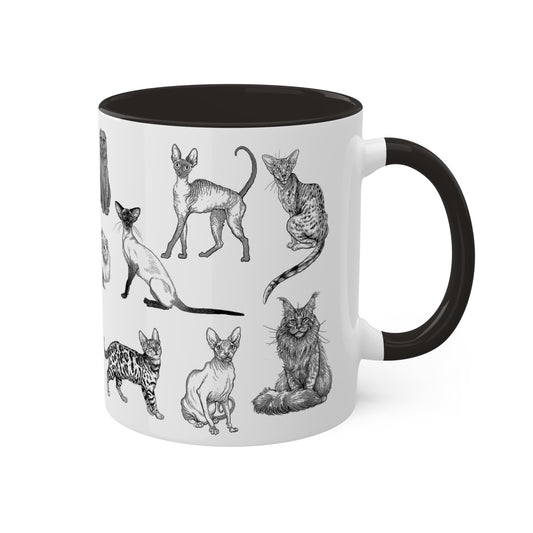 Illustrated Cat Breeds 11oz Ceramic Two-Tone Mug