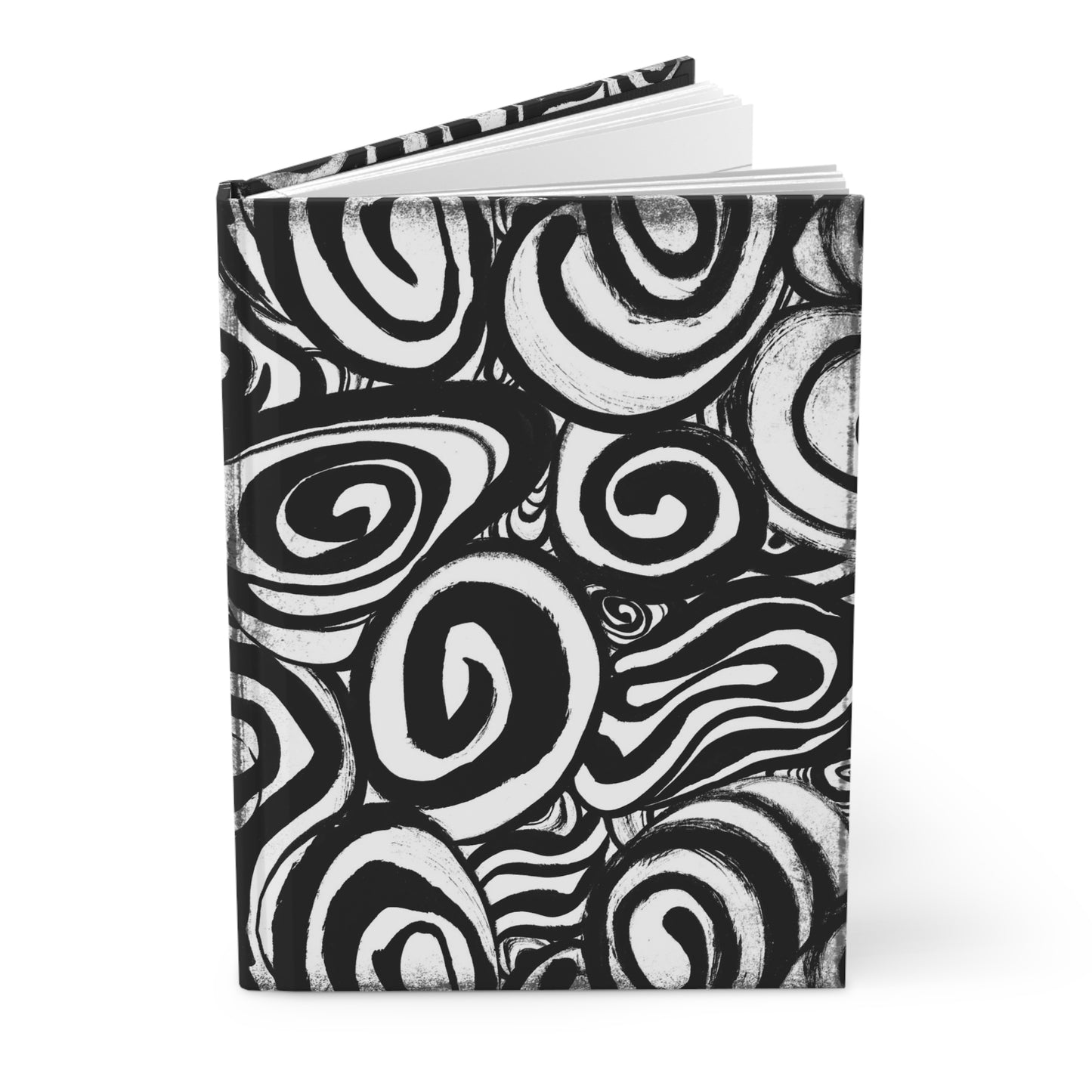 Black and White Inky Swirls Matte Hardcover Journal