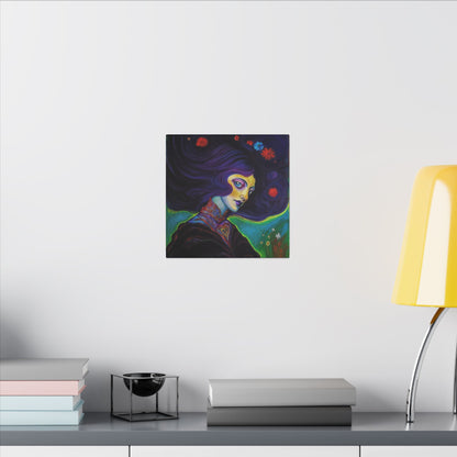Violet Stretched Square Canvas Print, Wrapped Wall Art with Hardware 0.75" depth