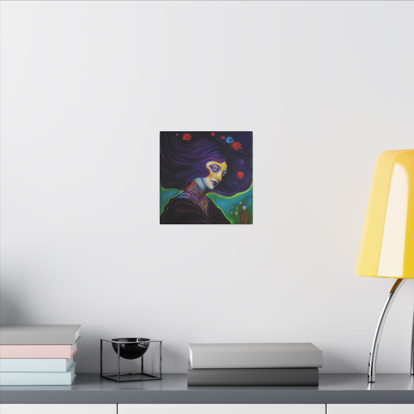Violet Stretched Square Canvas Print, Wrapped Wall Art with Hardware 0.75" depth