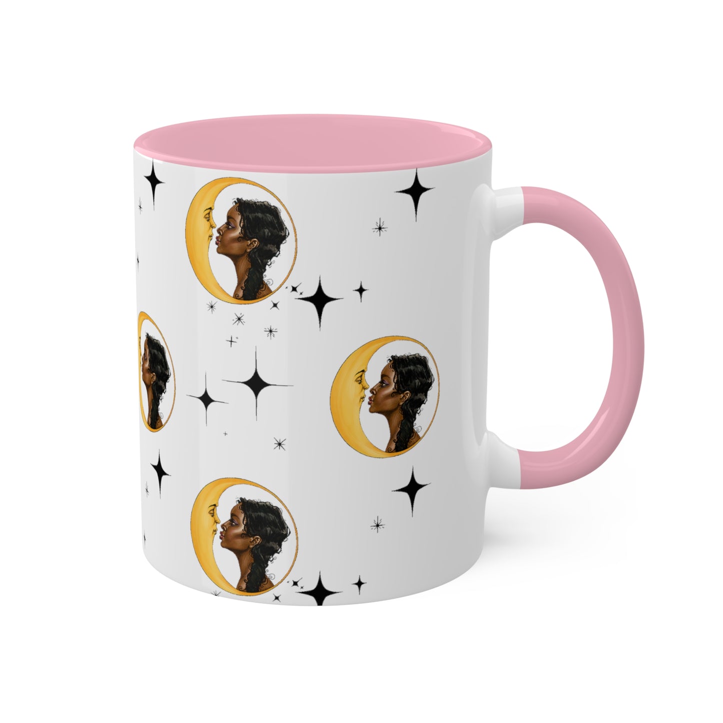 Moon Kiss with Black Stars 11oz Ceramic Two-Tone Mug