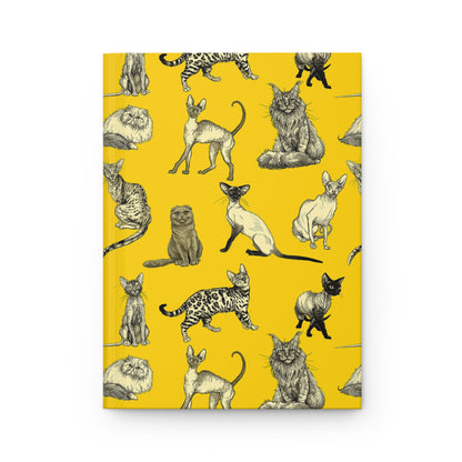 Illustrated Cat Breeds Matte Hardcover Journal - Yellow