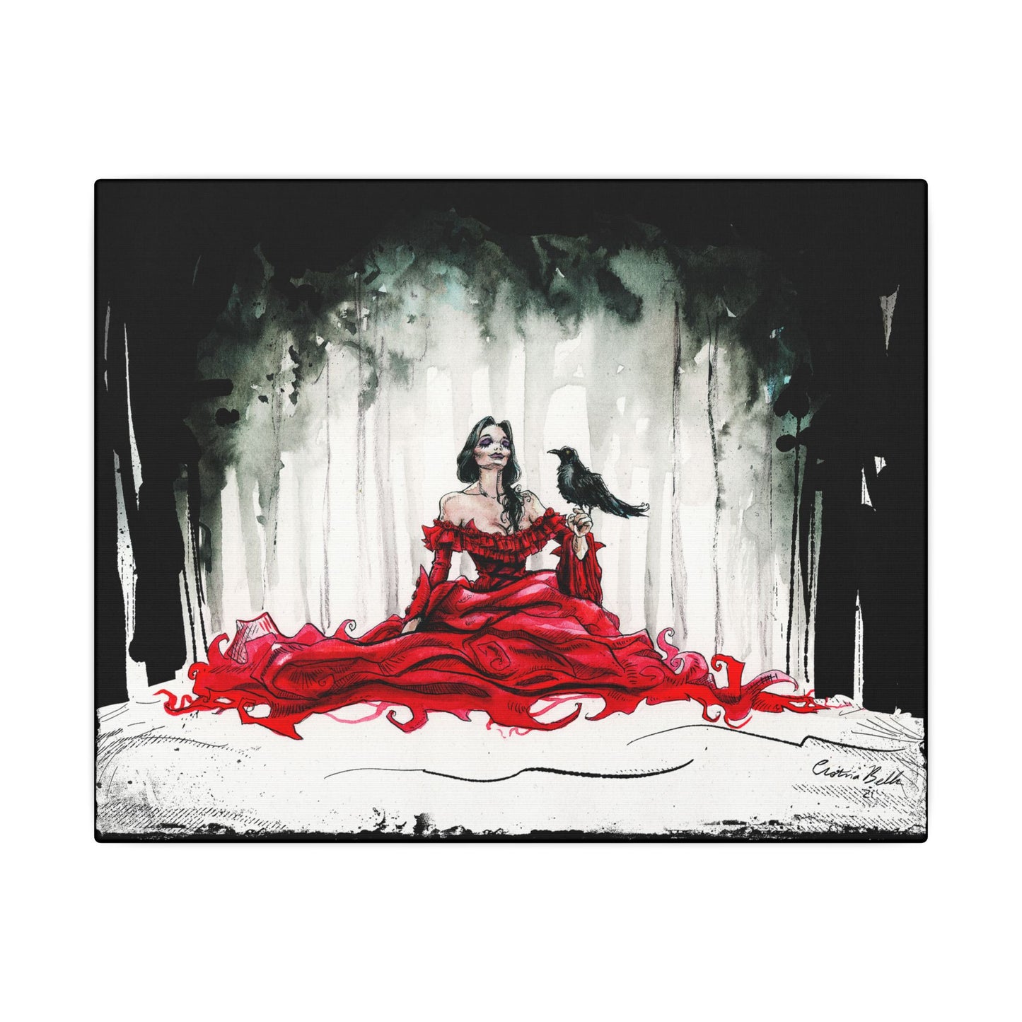 Raven Stretched 10x8 Canvas Print, Wrapped Wall Art with Hardware 0.75" depth