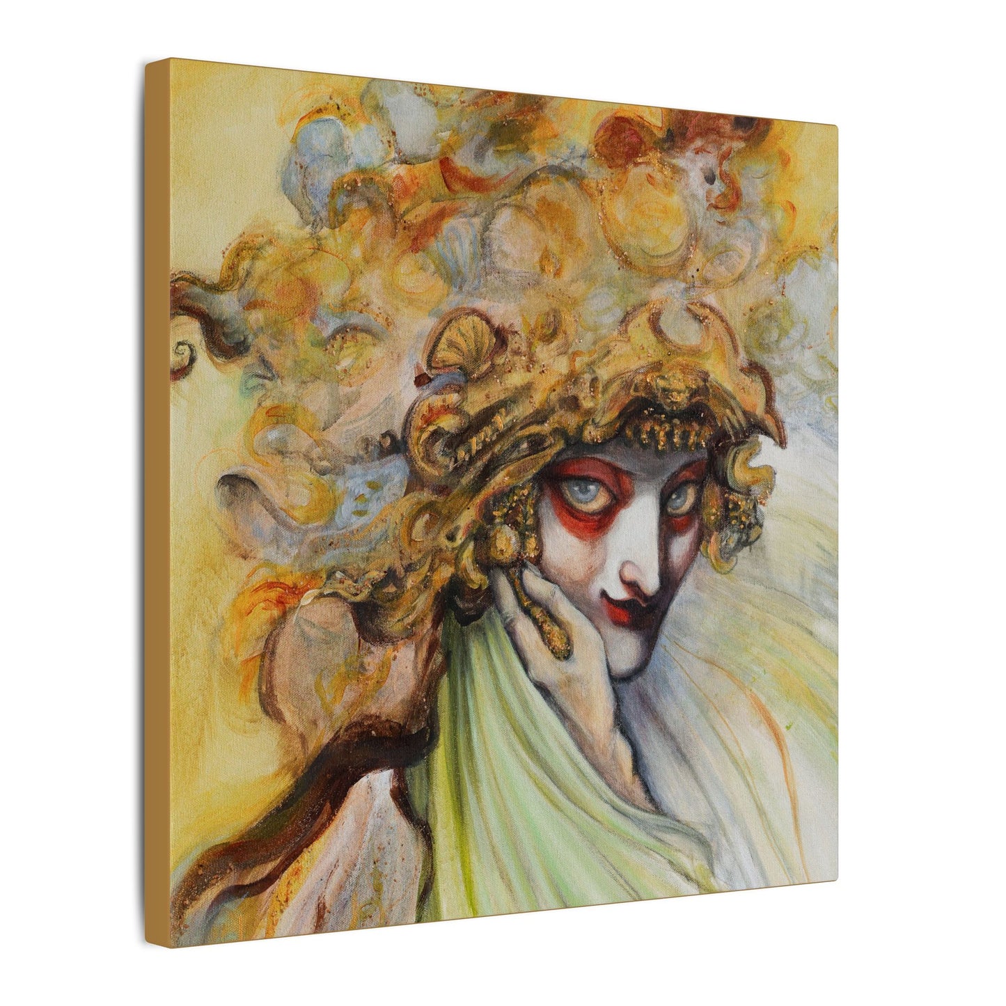 Golden Seer Stretched Square Canvas Print, Wrapped Wall Art with Hardware 0.75" depth