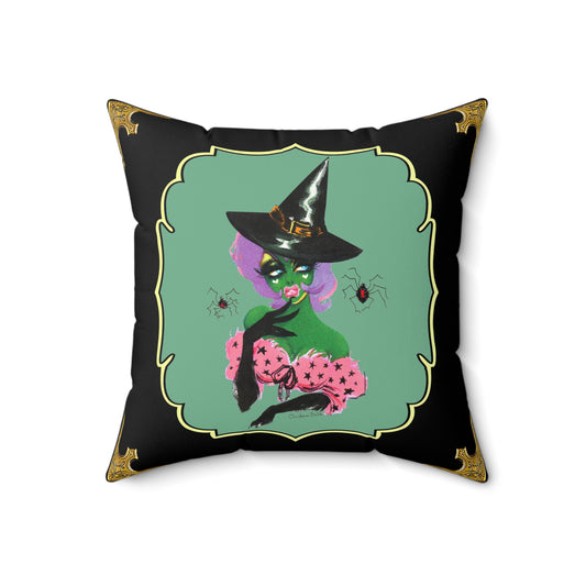 Resting Witch Face Square Pillow