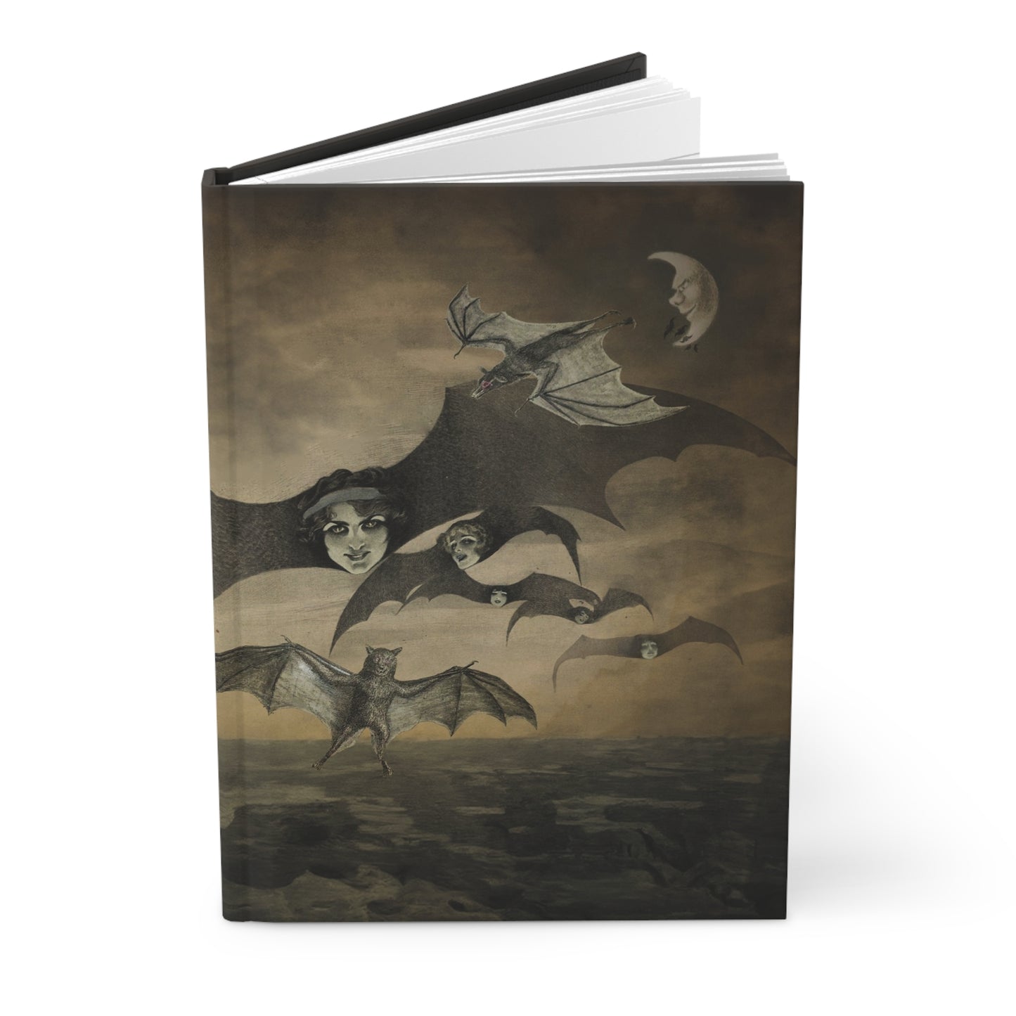 Moonlit Bat Ladies Collage Matte Hardcover Journal