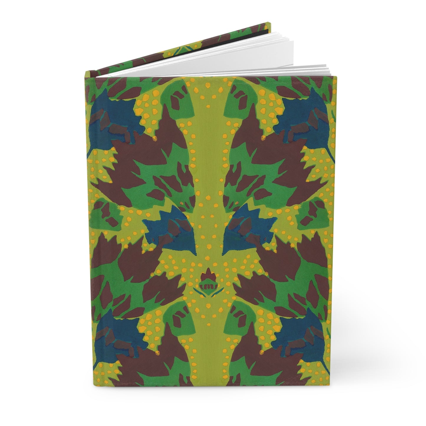 Green Art Deco Floral Matte Hardcover Journal Earthtone