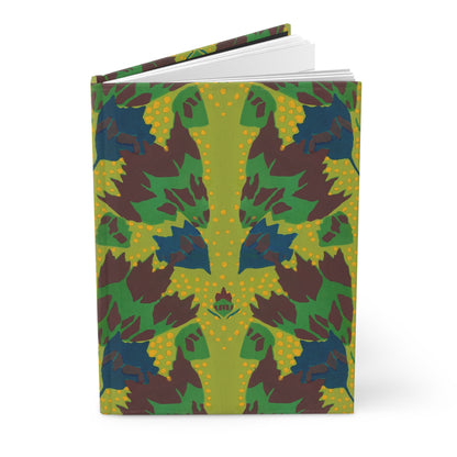 Green Art Deco Floral Matte Hardcover Journal Earthtone