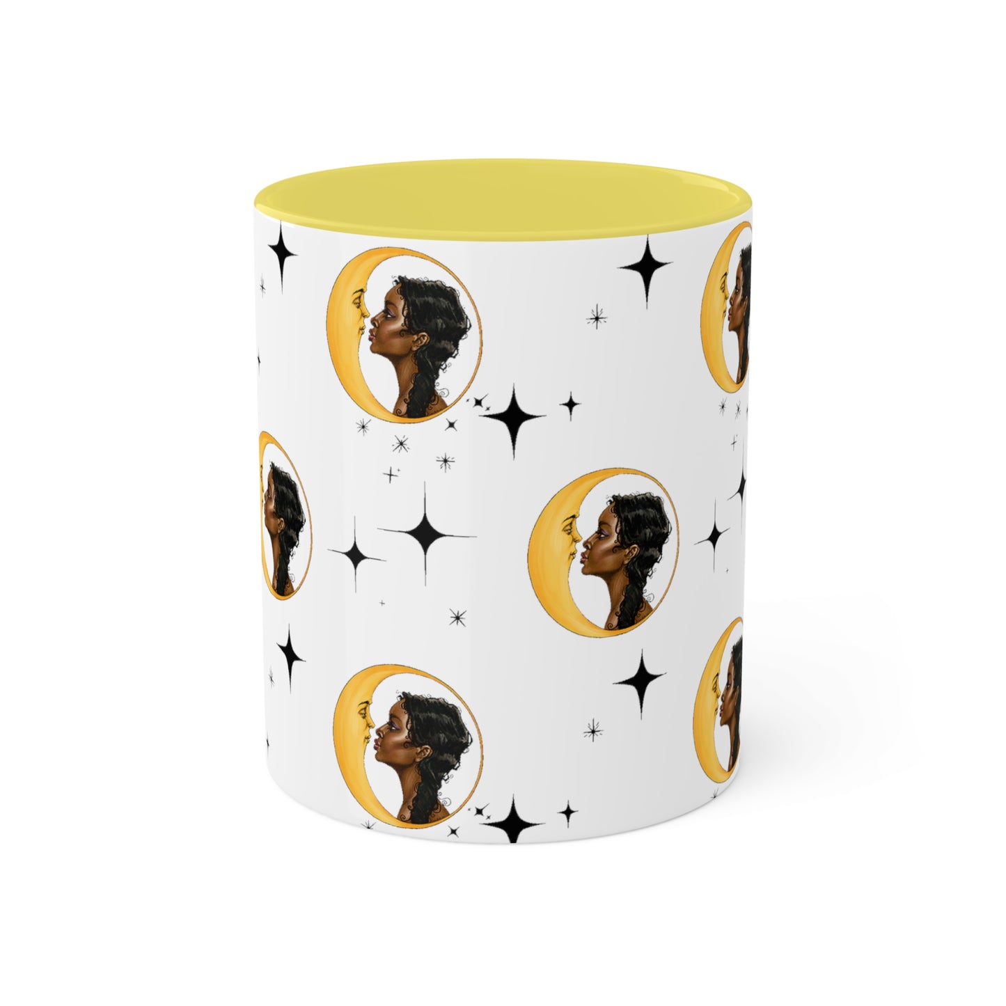 Moon Kiss with Black Stars 11oz Ceramic Two-Tone Mug