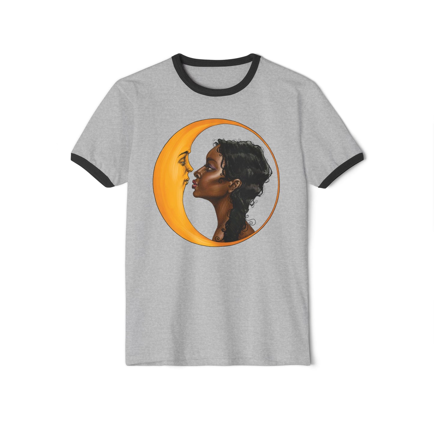 Unisex Moon Kiss Cotton Ringer T-Shirt