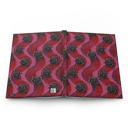 Grungy Swirly Rose Stripes Matte Hardcover Journal Red Pink
