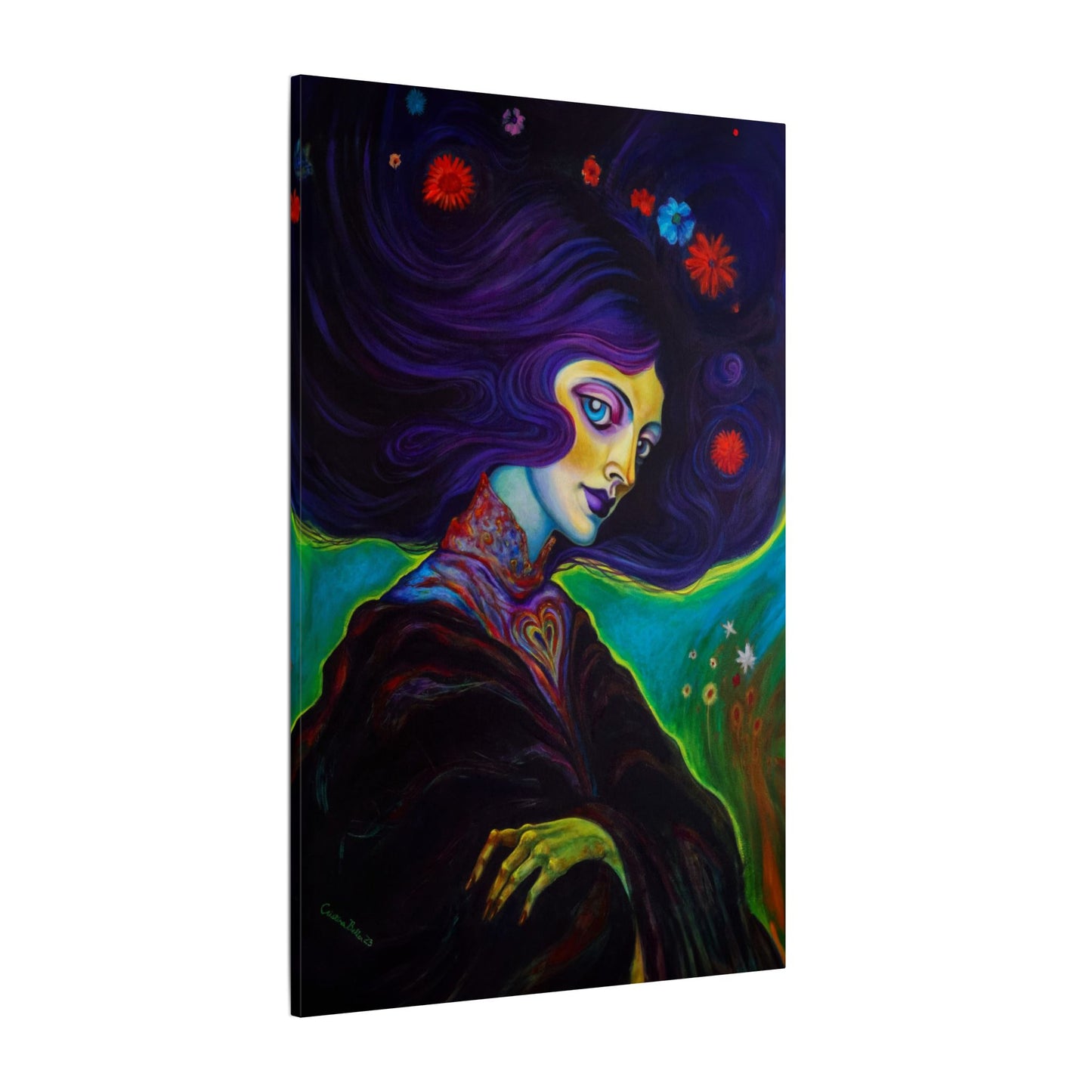 Violet Stretched Canvas Print, Wrapped Wall Art with Hardware 0.75" depth