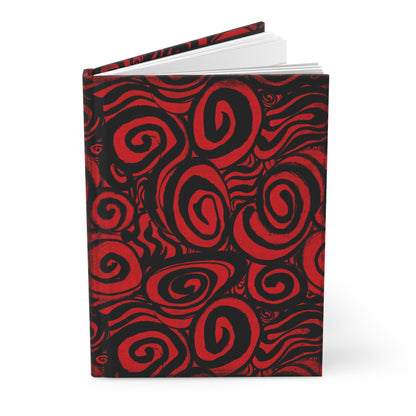 Red and Black Inky Swirls Matte Hardcover Journal