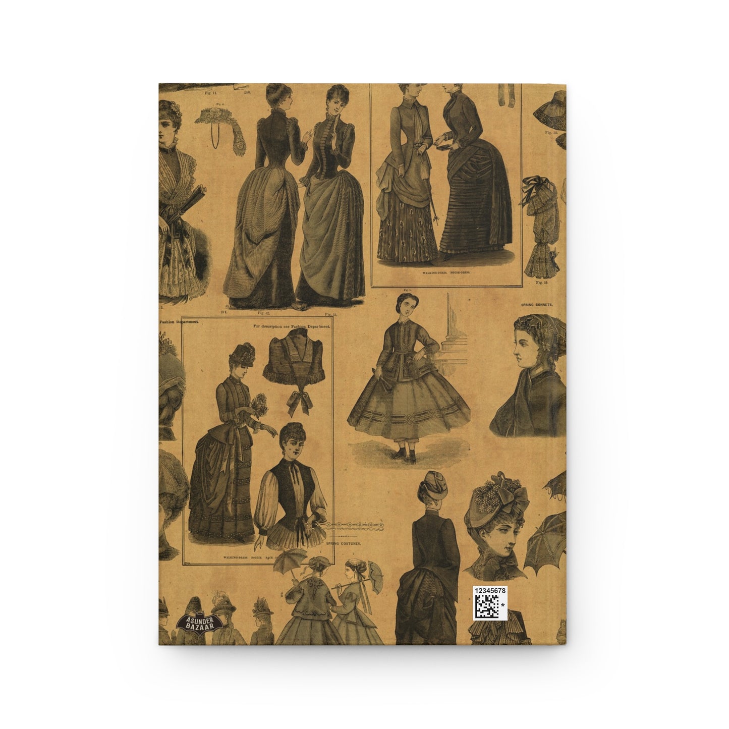 Sepia Fashion Victorian Ads Matte Hardcover Journal