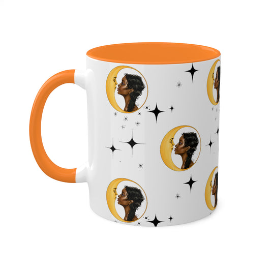 Moon Kiss with Black Stars 11oz Ceramic Two-Tone Mug