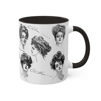 Gibson Girl Illustrations 11oz Ceramic Two-Tone Mug