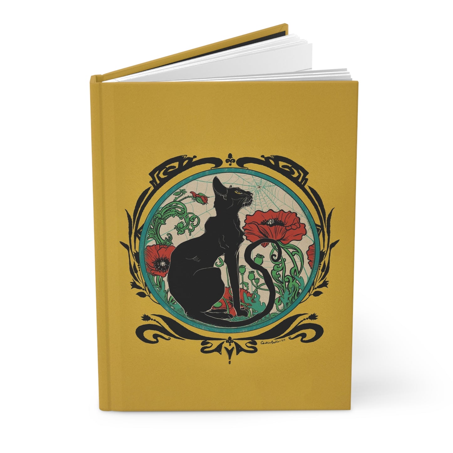 Herman with Poppies on Yellow Matte Hardcover Journal