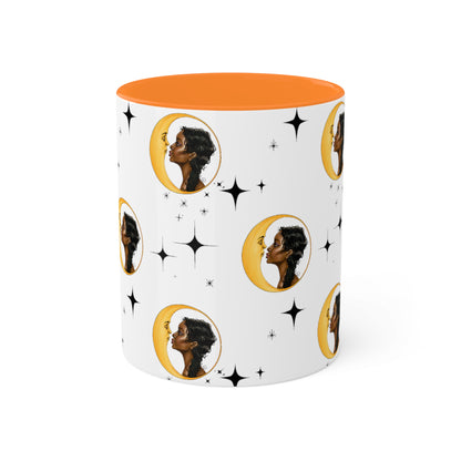 Moon Kiss with Black Stars 11oz Ceramic Two-Tone Mug