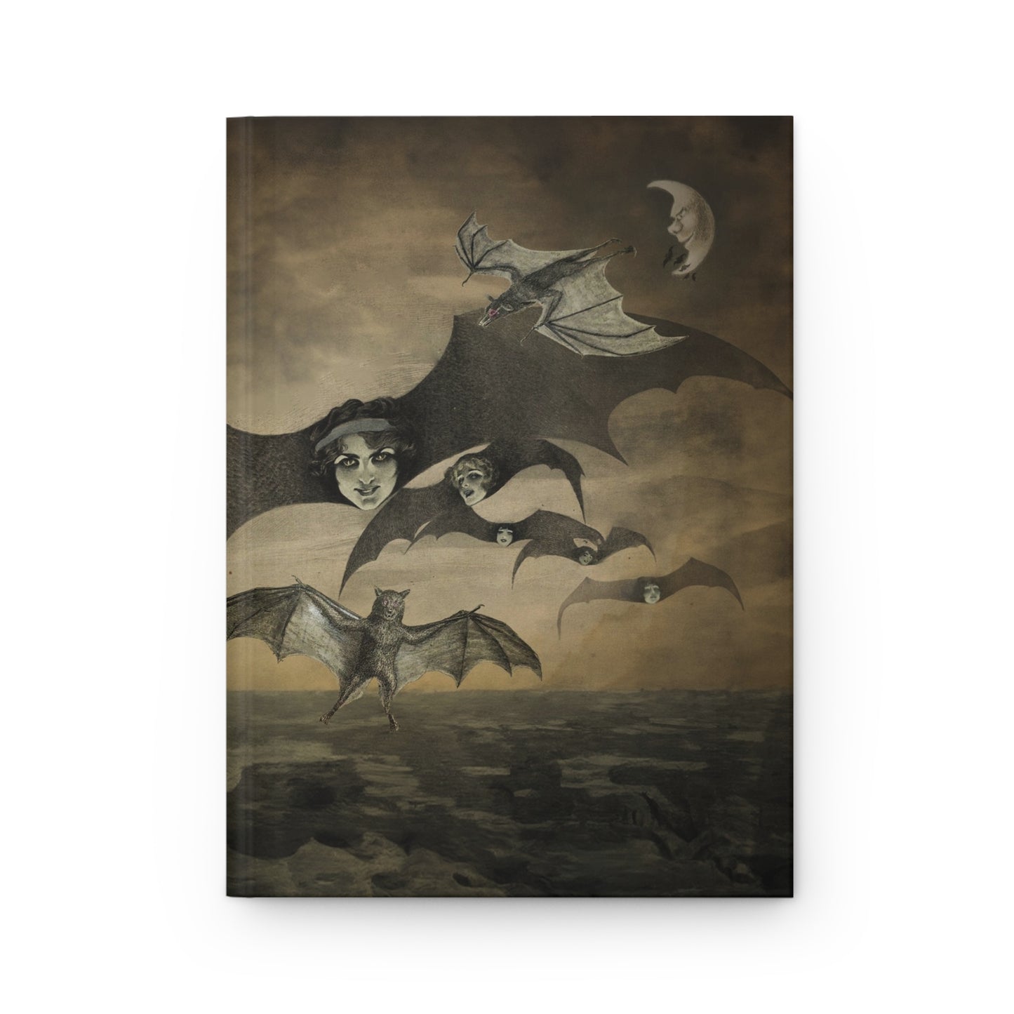 Moonlit Bat Ladies Collage Matte Hardcover Journal