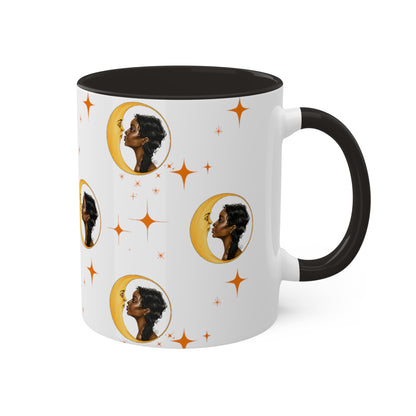 Moon Kiss with Orange Stars 11oz Ceramic Two-Tone Mug