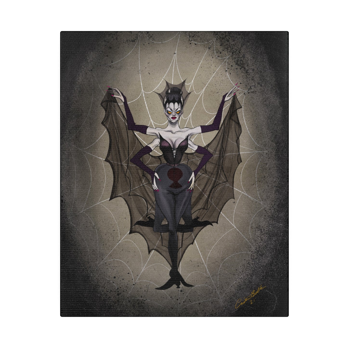 Spider Lady Stretched Canvas Print, Wrapped Wall Art with Hardware 0.75" depth