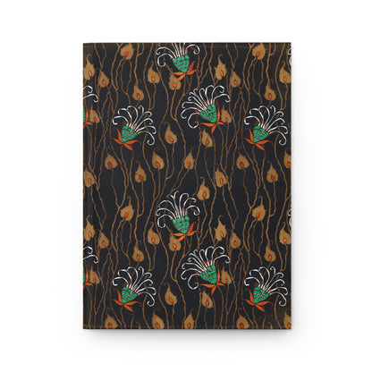 Abstract Art Deco Floral Wisps Matte Hardcover Journal