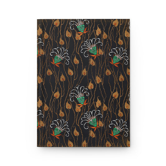 Abstract Art Deco Floral Wisps Matte Hardcover Journal
