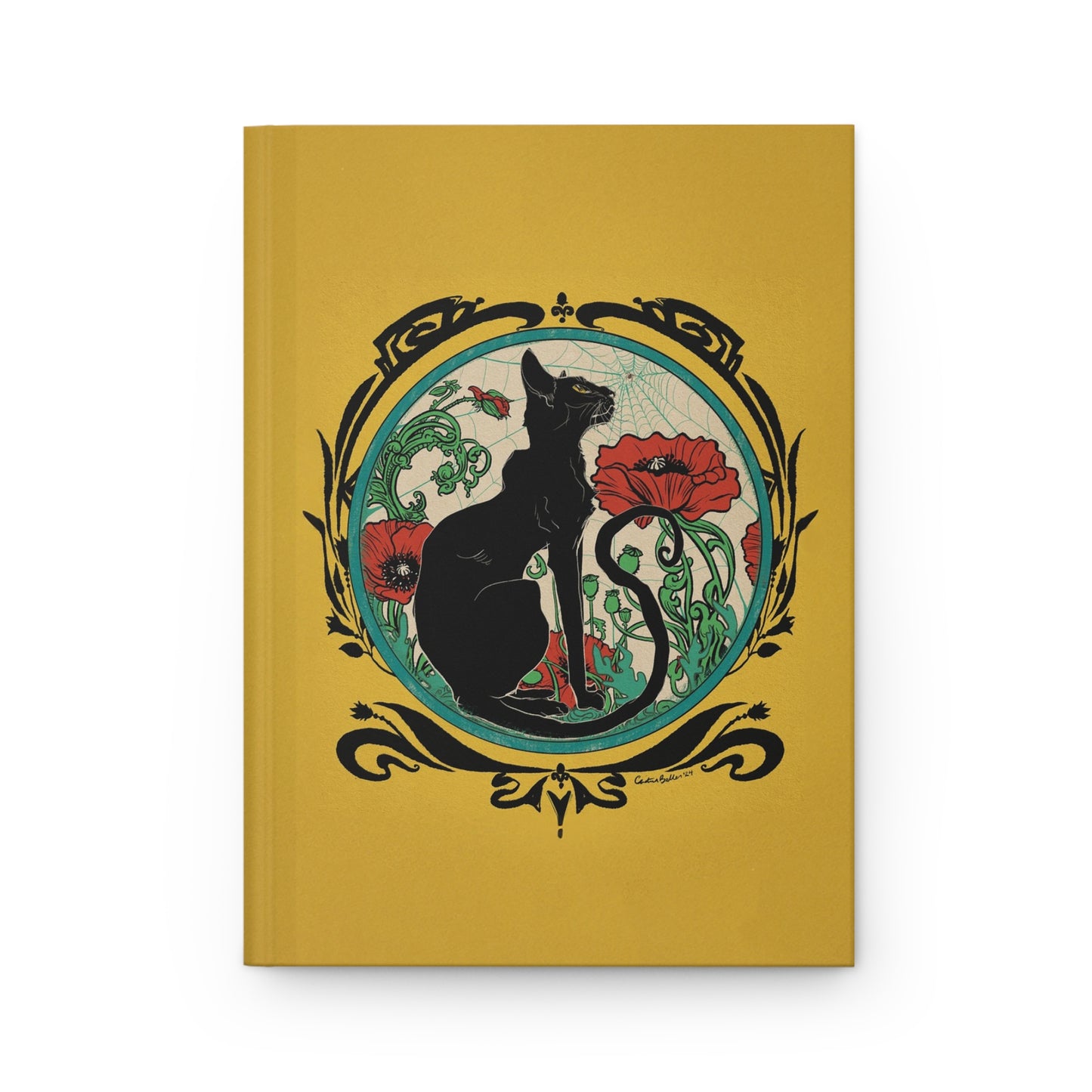 Herman with Poppies on Yellow Matte Hardcover Journal