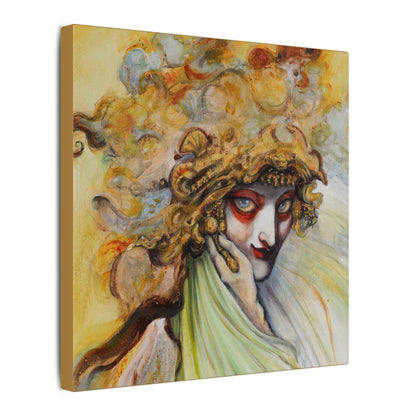 Golden Seer Stretched Square Canvas Print, Wrapped Wall Art with Hardware 0.75" depth