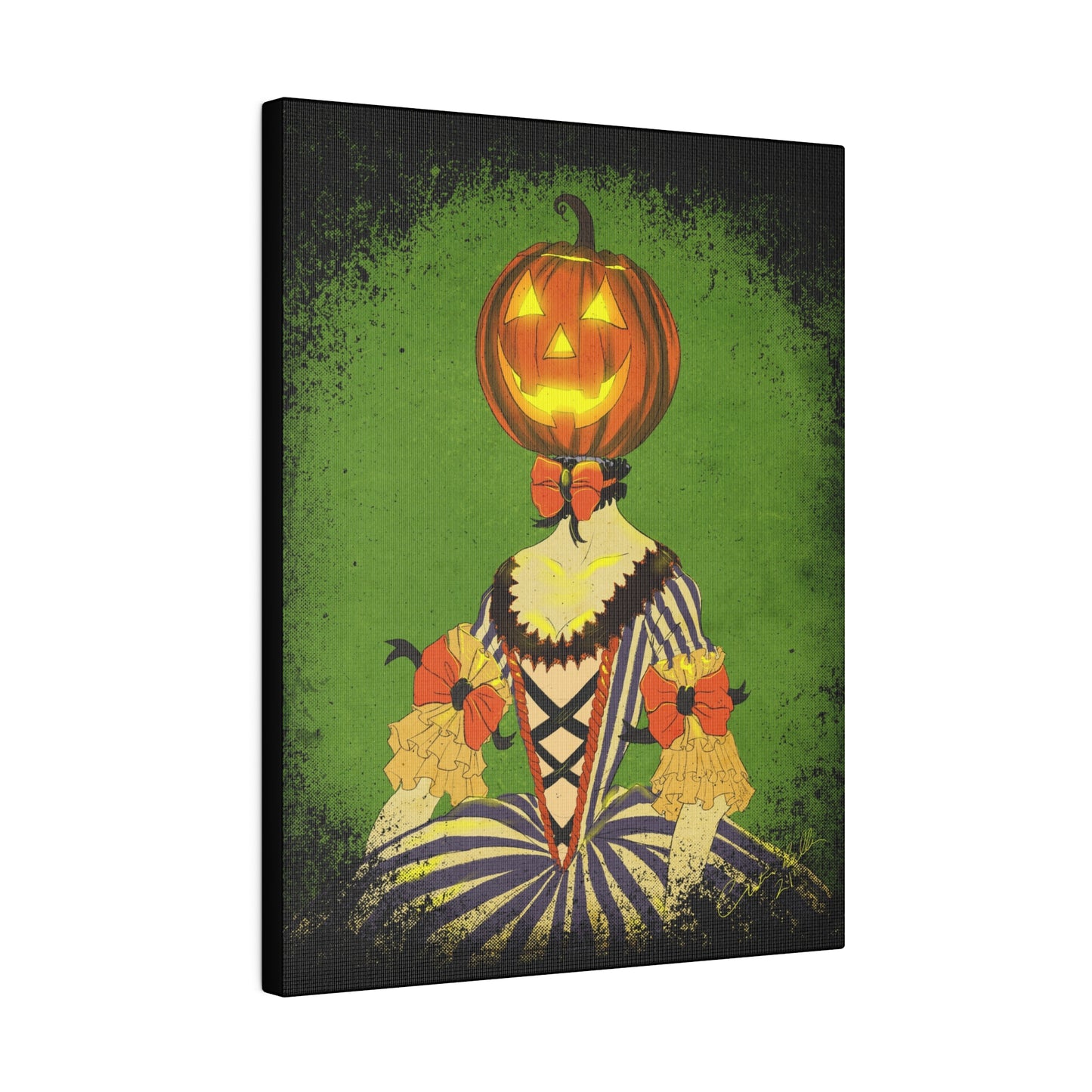 Pumpkinhead Marie Stretched Canvas Print, Wrapped Wall Art with Hardware 0.75" depth