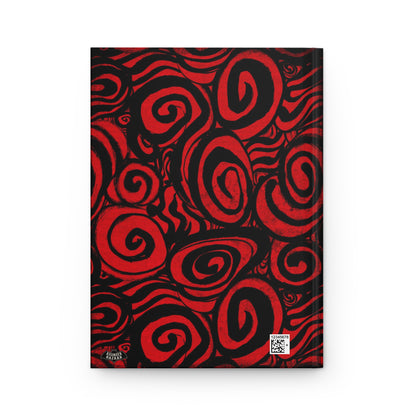 Red and Black Inky Swirls Matte Hardcover Journal