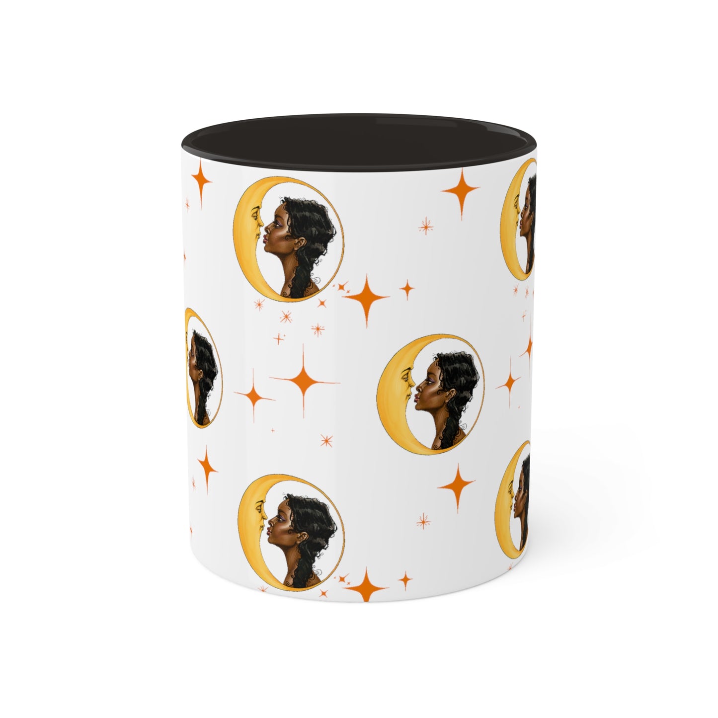 Moon Kiss with Orange Stars 11oz Ceramic Two-Tone Mug