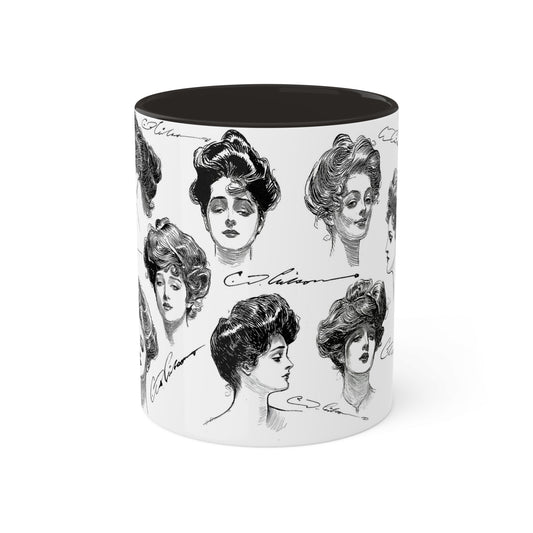 Gibson Girl Illustrations 11oz Ceramic Two-Tone Mug