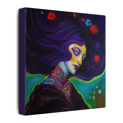 Violet Stretched Square Canvas Print, Wrapped Wall Art with Hardware 0.75" depth