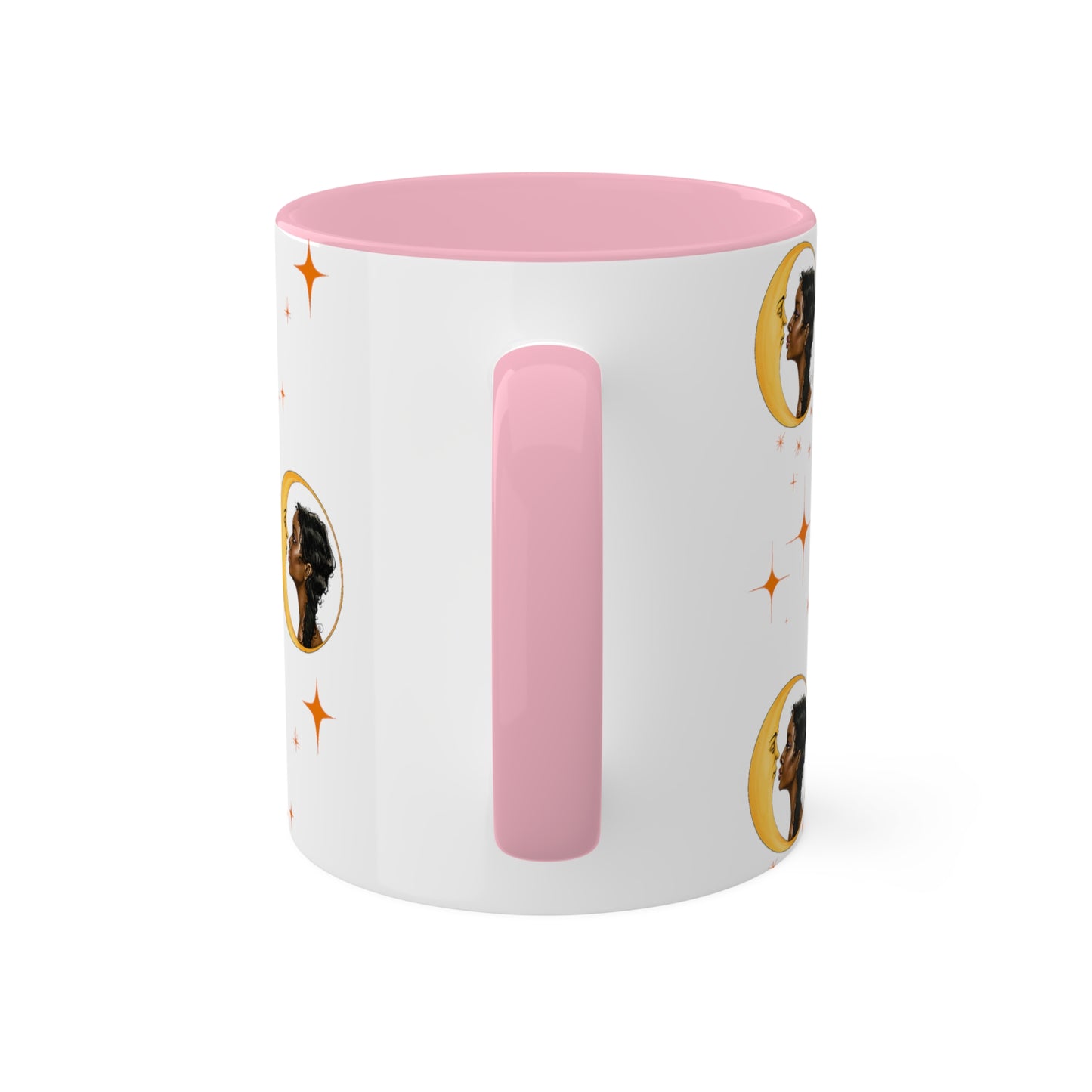 Moon Kiss with Orange Stars 11oz Ceramic Two-Tone Mug