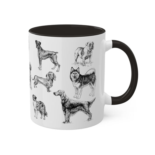 Illustrated Dog Breeds 11oz Ceramic Two-Tone Mug