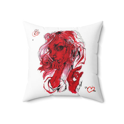 Red Illustration Square Pillow