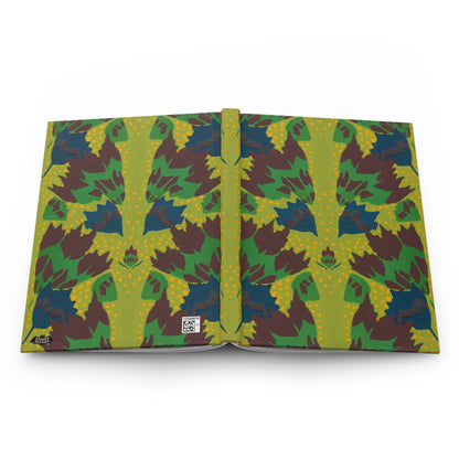 Green Art Deco Floral Matte Hardcover Journal Earthtone