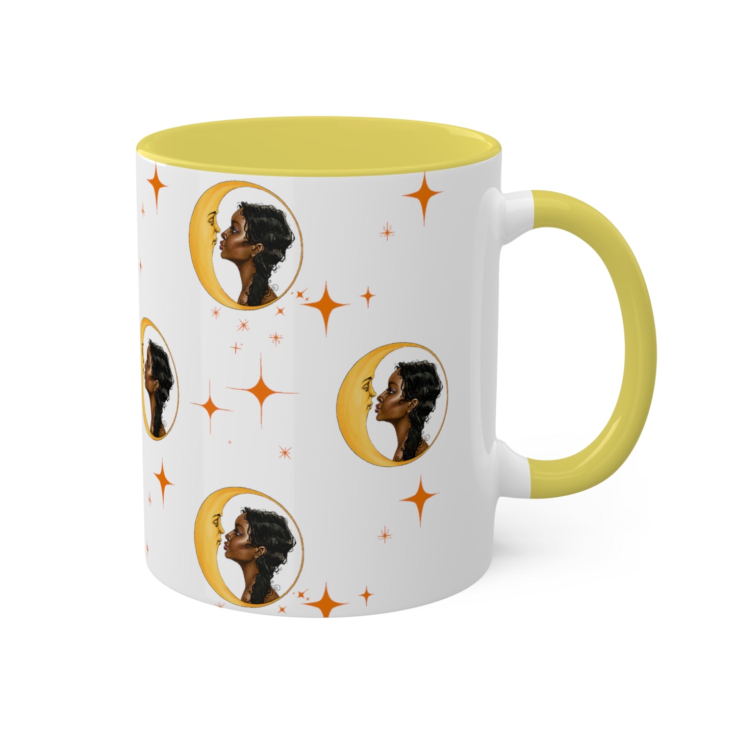 Moon Kiss with Orange Stars 11oz Ceramic Two-Tone Mug