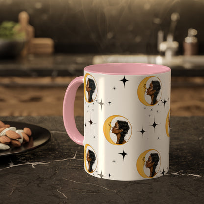 Moon Kiss with Black Stars 11oz Ceramic Two-Tone Mug