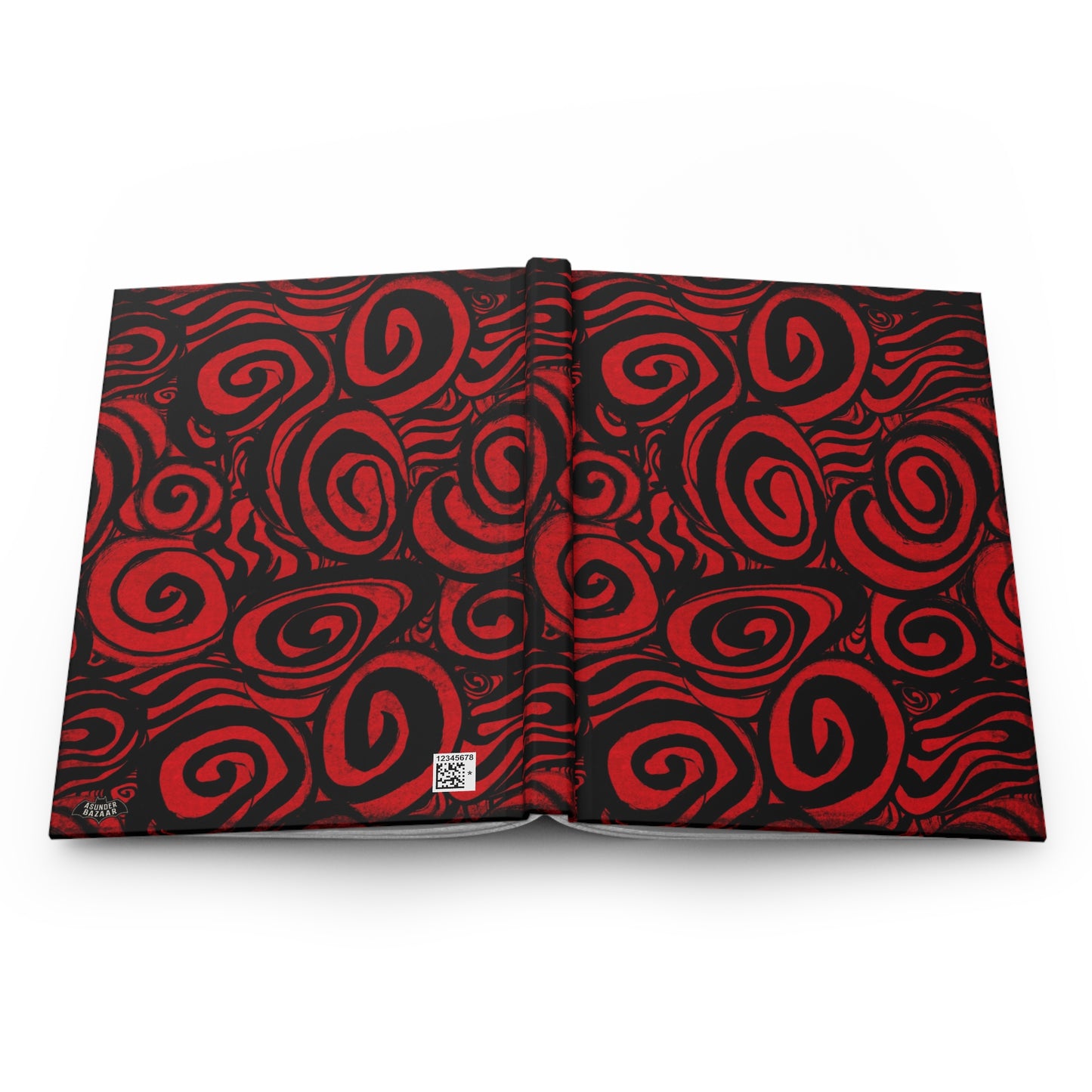 Red and Black Inky Swirls Matte Hardcover Journal