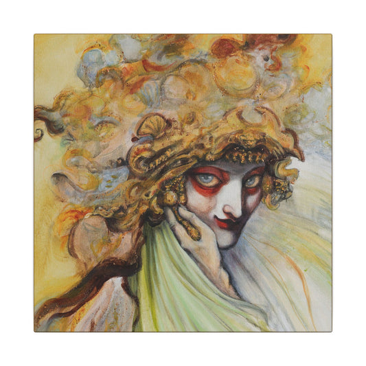 Golden Seer Stretched Square Canvas Print, Wrapped Wall Art with Hardware 0.75" depth